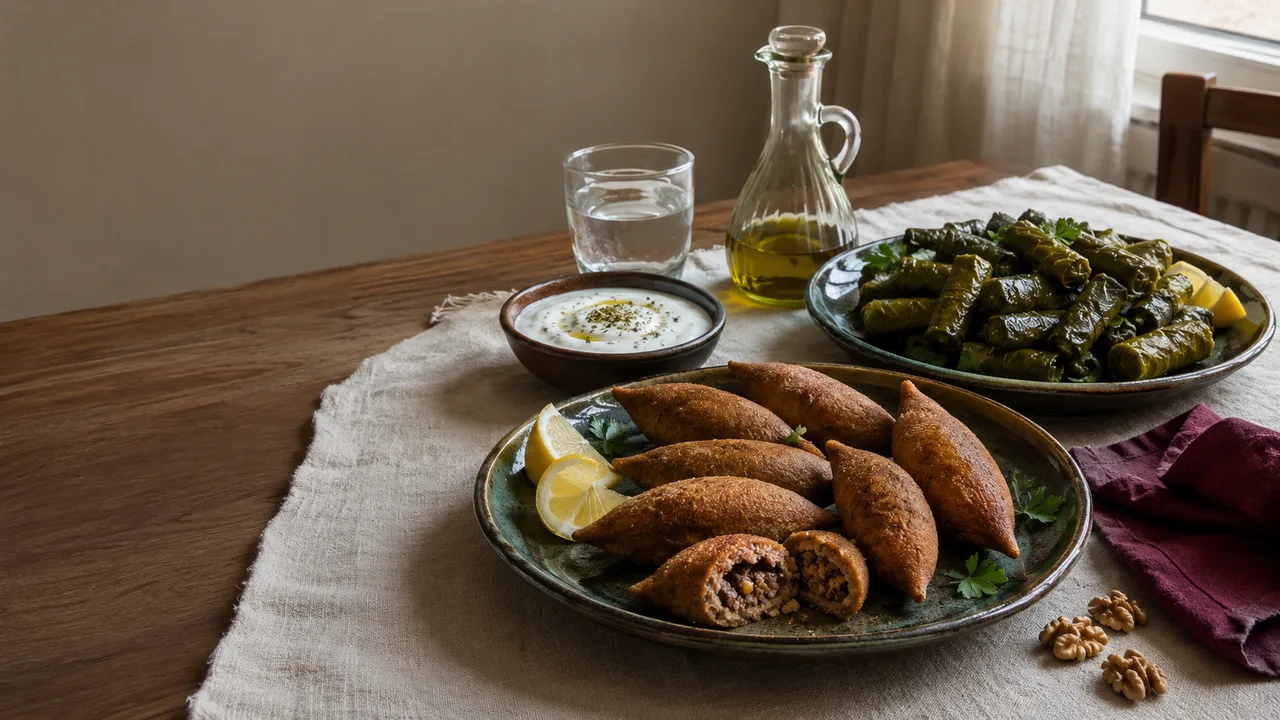 Küçükçekmece’de elden teslim edilmiş içli köfte ve sarma sofrası